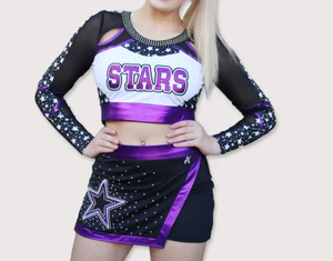 Uniforme de porristas de alta calidad Diseño de competición escolar Telas brillantes Cheer Uniformes Falda Jóvenes de escuela secundaria - Product Image 5