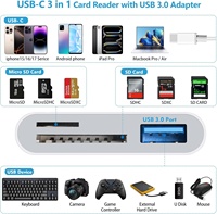 Lecteur de carte SD/USB-C haute vitesse avec port USB 2.0 pour iPhone 15/16/17, iPad, Mac, Samsung et appareils Android Type-C