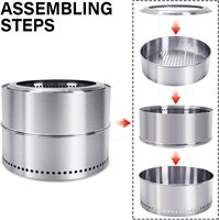 Four à bois rond sans fumée à charbon de bois personnalisé de taille multiple Cuisson sans fumée Poêle de camp en bois à combustion extérieure portable
