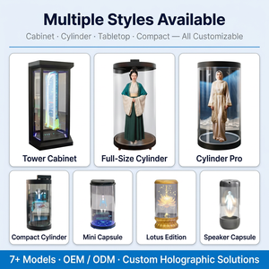 Vitrine d'affichage numérique Ai Digital Human, équipement holographique, armoire LCD transparente 3D pour centre commercial intérieur, hologramme cylindrique humain numérique - Product Image 1