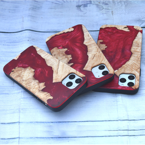 Étui de téléphone portable en bois de luxe personnalisé OEM pour 11/12/13 Pro, design en agate, bois de bambou, étanche, holographique - Product Image 6