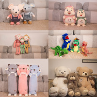 Boneka Hewan Campuran Bahan Katun PP 7 Inch untuk Mesin Cakar, Mainan Boneka Isi Dakron Super Lembut, Hadiah Ulang Tahun, Hadiah Arcade, Grosir Stok Besar