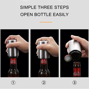 Portable Automatic <b>Beer</b> Bottle Opener Custom Logo Bottle Opener Stainless Steel Automatic Push Down Bottle Opener for Gift Item - Product Image 4