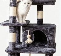 Arbre à chat multi-niveaux avec condo, hamac, poteaux à gratter en sisal et jouet interactif pour familles multi-chats