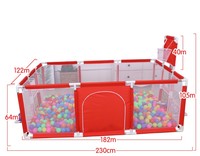 Parc de jeu pour bébé avec panier de basket, centre d'activités sécurisé intérieur/extérieur pour enfants, piscine à balles pour tout-petits, clôture de jeu pour 0-6 ans