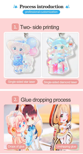 Custom Logo Acrylic Keychain Clear Cartoon Glitter Epoxy Keychain Charms Plastic <b>Key</b> Chain Anime Acrylic Keyring Custom - Product Image 3
