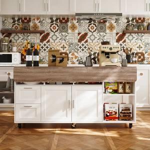 Isla de Cocina Extraíble de Estilo Moderno Personalizada, Gabinete de Almacenamiento con Cubierta de Madera y Ruedas, Diseño Shaker - Product Image 2