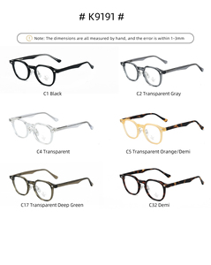 Gafas de Sol Redondas de Acetato y TR90 Retro Clásicas de Alta Calidad de Moda 9191 para Hombre y Mujer, Monturas Ópticas Anti-Luz Azul 2025 - Product Image 4