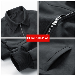 High Quality Custom Printed Logo Men's American Retro <strong>Suede</strong> Texture PU Leather Streetwear <strong>Jacket</strong> Loose Casual Versatile - Product Image 5