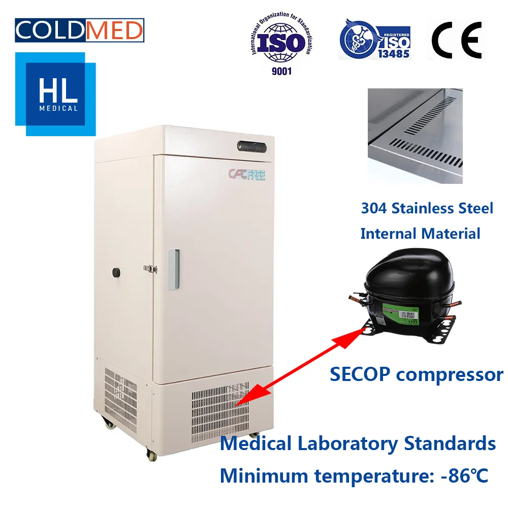 DW-86L158 eksi 86 derece santigrat laboratuvar tıbbi buzdolabı ultra düşük sıcaklık ile aşı dondurucu ISO13485