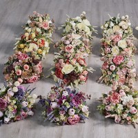 Boule de fleurs artificielles de style européen, centre de table de mariage, décoration florale pour chandelier, vase, boîte en acrylique, fête, banquet