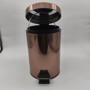 Vendita diretta in fabbrica elegante rotondo Vintage in bronzo rosso pattumiera pattumiera per bagno in cucina - Product Image 1