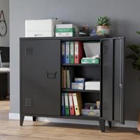 Armoire de rangement en acier moderne et durable avec portes doubles verrouillables et étagères réglables pour la maison, le bureau, le garage, le café