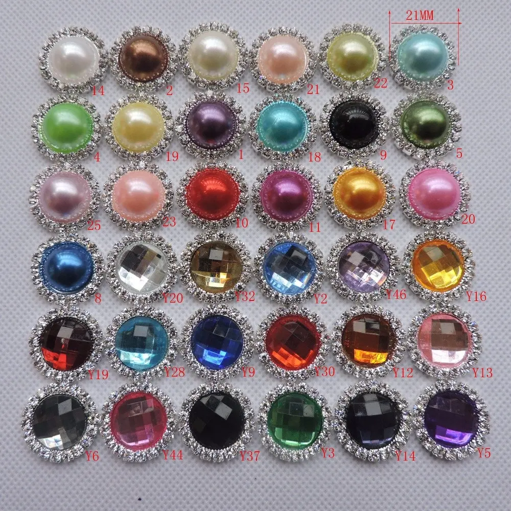 Boutons en diamant pour mariage perle, 50 pièces, 15mm, boutons décoratifs pour prises, strass, accessoire de cheveux, bricolage