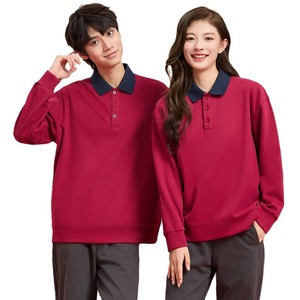 Custom Made Workwear Long Sleeve Crew Neck Sweatshirt Cotton Uniforms For Restaurant Staff Autumn Winter Beige Navy Blue - Product Image 5