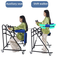Béquilles à quatre pieds avec siège en acier au carbone pour la physiothérapie, pour adultes atteints de paralysie cérébrale hémiplégique, entraînement des membres inférieurs (40-85 cm), charge de 90 kg