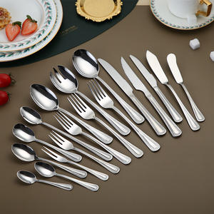 مجموعة بيع بالجملة أدوات مائدة من الفولاذ المقاوم للصدأ بتصميم ملوكي أدوات مائدة لشوكة الحلوى سكين سمك سائبة مطابخ تقديم طعام قابلة لإعادة الاستخدام معدنية - Product Image 2