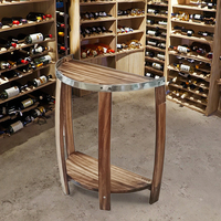 Table d'appoint basse en forme de demi-baril de chêne Support de stockage de tonneau de vin en bois massif Écologique avec fonction de gravure pour le vin de bar