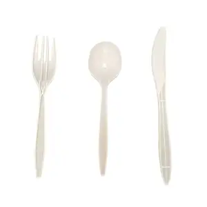 Fourchette jetable PP personnalisée 6 7 pouces ensemble de couverts alimentaires en plastique pour le voyage