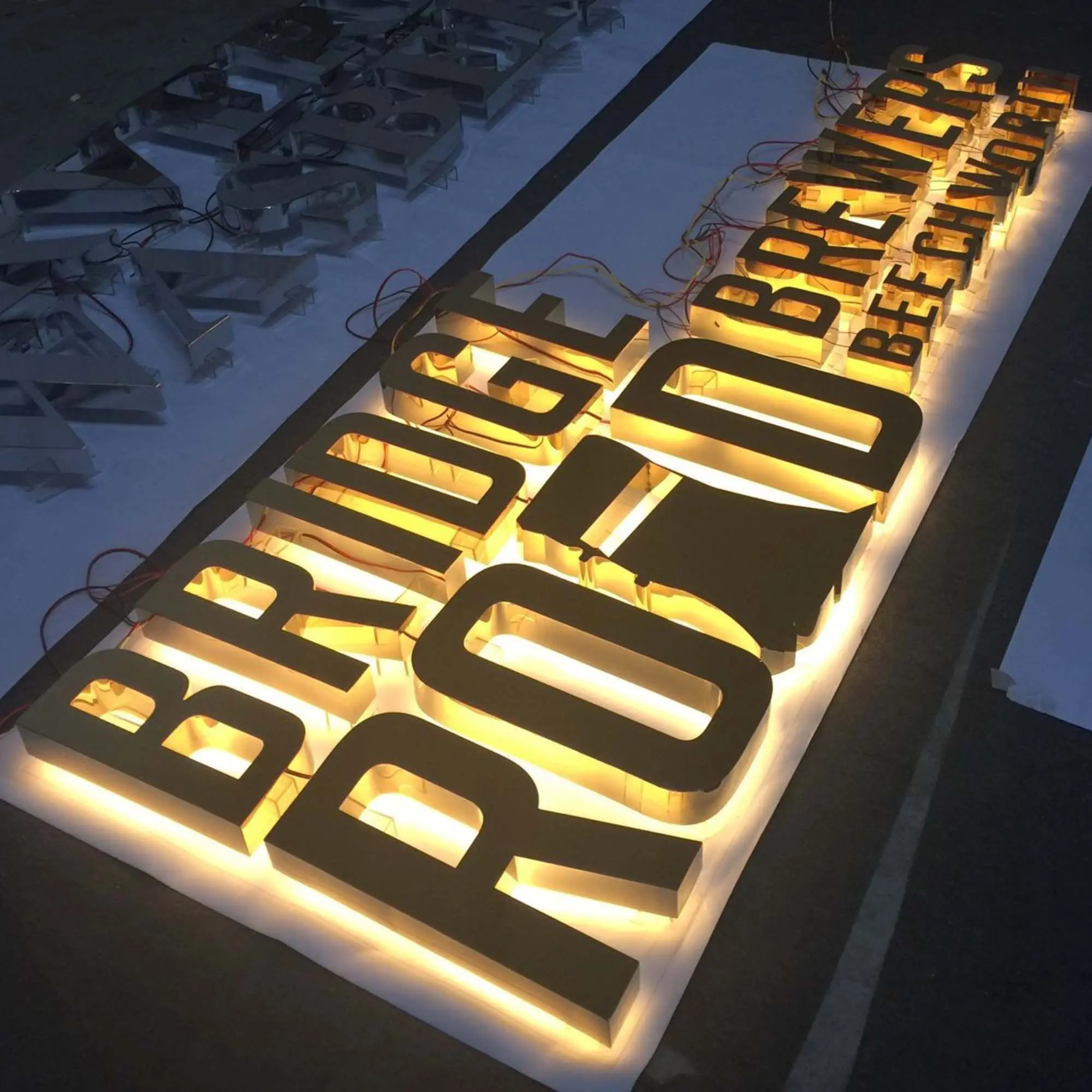 Letreros led con logo de metal para oficina, señal 3d para recepción, comercial, personalizada