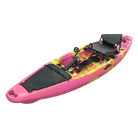 Kayak à pédales rigide stable de 12 pieds pour une personne avec système de gouvernail Matériau PE Résistant aux UV Écologique pour le surf