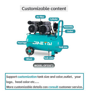 <span class=keywords><strong>Compresor</strong></span> de Aire Silencioso de 24L/50L/100L, 212L/min, 118*70*60MM, 2 Cabezales, <span class=keywords><strong>Sin</strong></span> Aceite, <span class=keywords><strong>para</strong></span> Pintura en Aerosol - Product Image 4