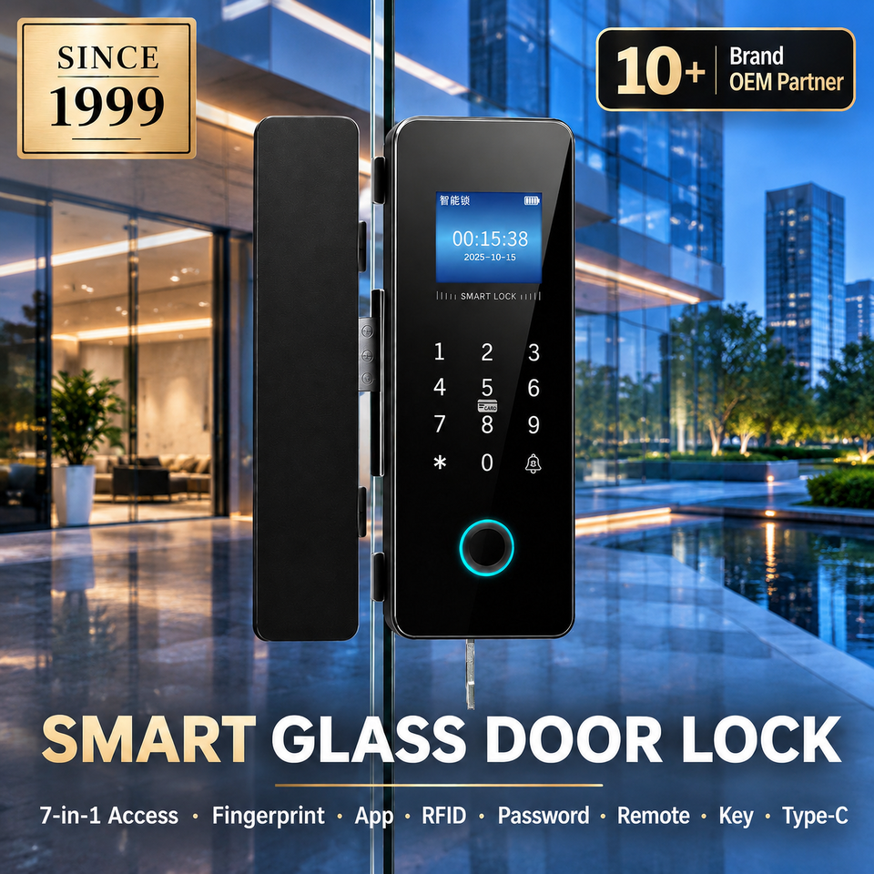 Biometric Fingerprint Glass Door Smart Lock Keyless Entry Digital ...