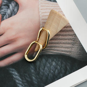 Dames 925 Sterling Zilveren Geometrie Ovale Cirkel Oorringen Minimalisme Ovale Cirkel Knuffel Oorringen - Product Image 2