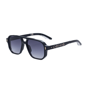 Lunettes de soleil carrées ZS-98320, monture en plastique noir et métal, protection UV400, unisexe, verres TAC, protection solaire classe 2 - Product Image 1
