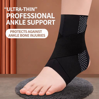 Attelle de cheville de compression légère et respirante en nylon et élasthanne avec coussinet de talon en silicone et enveloppe de cheville réglable