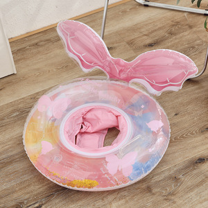 Anillo inflable con forma de sirena para niños, para uso en piscinas y parques acuáticos, con asas, para edades de 1 a 4 años, en colores rosa y azul. - Product Image 4