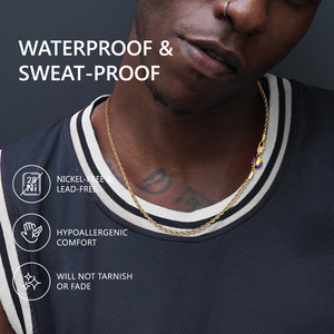 จี้เคลือบสีรูปลูกบาสเก็ตบอล ของขวัญสำหรับแฟนกีฬา สายสร้อยสแตนเลสชุบทอง 14K สไตล์พังก์ พร้อมจี้รูปบาสเก็ตบอล - Product Image 4