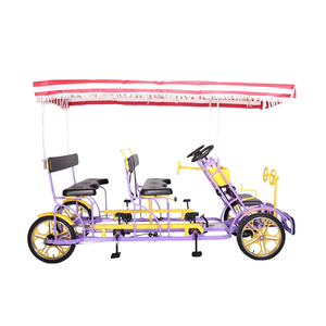 7-Speed Tandem Roadster <strong>Bike</strong> with <strong>4</strong> Children Single Speed Cargo Family Quadricycle for Touristic Rides Four-<strong>Wheel</strong> <strong>Bike</strong> - Product Image 4