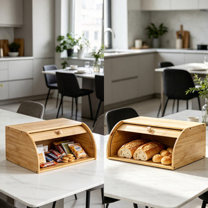 Boîte à pain en bambou Taoya 40cm, armoire de rangement en bois pour cuisine, pain, gâteaux, pâtisseries - Product Image 3