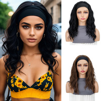 Perruques synthétiques européennes et américaines, bandeau, cheveux bouclés mi-longs, ondulations effet eau, en fibre haute température effet soie glacée, fabriquées à la machine