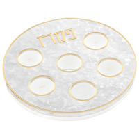 Plaque de Seder en acrylique transparent avec bord doré et étiquette hébraïque, décoration de table moderne Judaica pour la fête juive Pessa'h