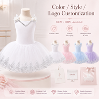 Robe tutu de ballet pour filles à bretelles spaghetti, en dentelle et tulle, avec strass, antibactérienne, sans couture, fusionnée, quatre couleurs pastel, étiquette personnalisée