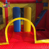 Château gonflable commercial en PVC arc-en-ciel avec toboggan et petite fosse à balles 13x12,5 pieds pour fêtes et événements
