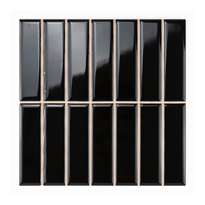 Piastrelle Nere Lucide Pure 20x20 Pretagliate 2.5x10 Mosaico Per Parete e Pavimento - Product Image 3
