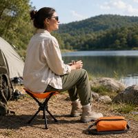 Tragbarer Outdoor-Camping-Dreifach-Klapphocker aus 600D Oxford-Gewebe mit 360-Grad-Drehung für den Großhandel