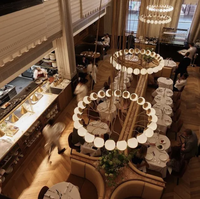 Ensemble de mobilier commercial pour restaurant : banquettes sur mesure, tables et chaises pour projets hôteliers et cafés