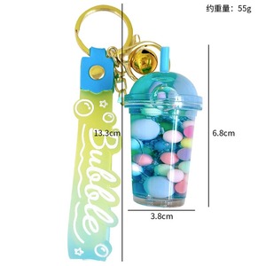 Neuer Acryl-Nachtlicht-Schlüsselanhänger mit schwebendem Boba, beweglicher Flüssigkeit im Milchtee-Becher, Schlüsselhalter, Taschenanhänger, Boba-Schlüsselanhänger - Product Image 4