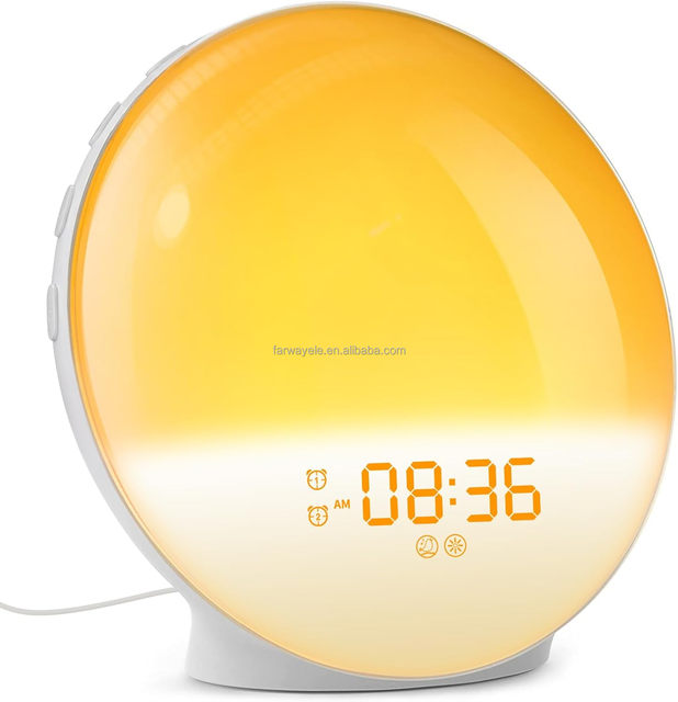 FM Radio Wake-Up Light Alarm Clock Sunrise Sunset Wake-Up Sleep Colorful Atmosphere Light White Noise With Sleep Night Light