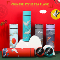 Frasco de vacío con pantalla de temperatura de 16oz Frasco de té aislado de doble pared de acero inoxidable con infusor Botella de agua con impresión UV 3D