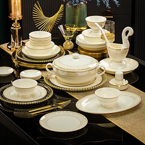 Service de vaisselle en céramique de Jingdezhen, assiettes en porcelaine fine, vaisselle domestique, vente en gros, personnalisation de l'image et du logo - Product Image 3