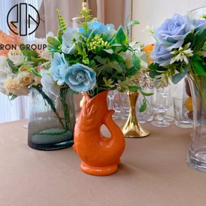 Jarrón de flores decorativo de buena calidad, taza <span class=keywords><strong>tiki</strong></span> de cerámica con forma de pez naranja - Product Image 6