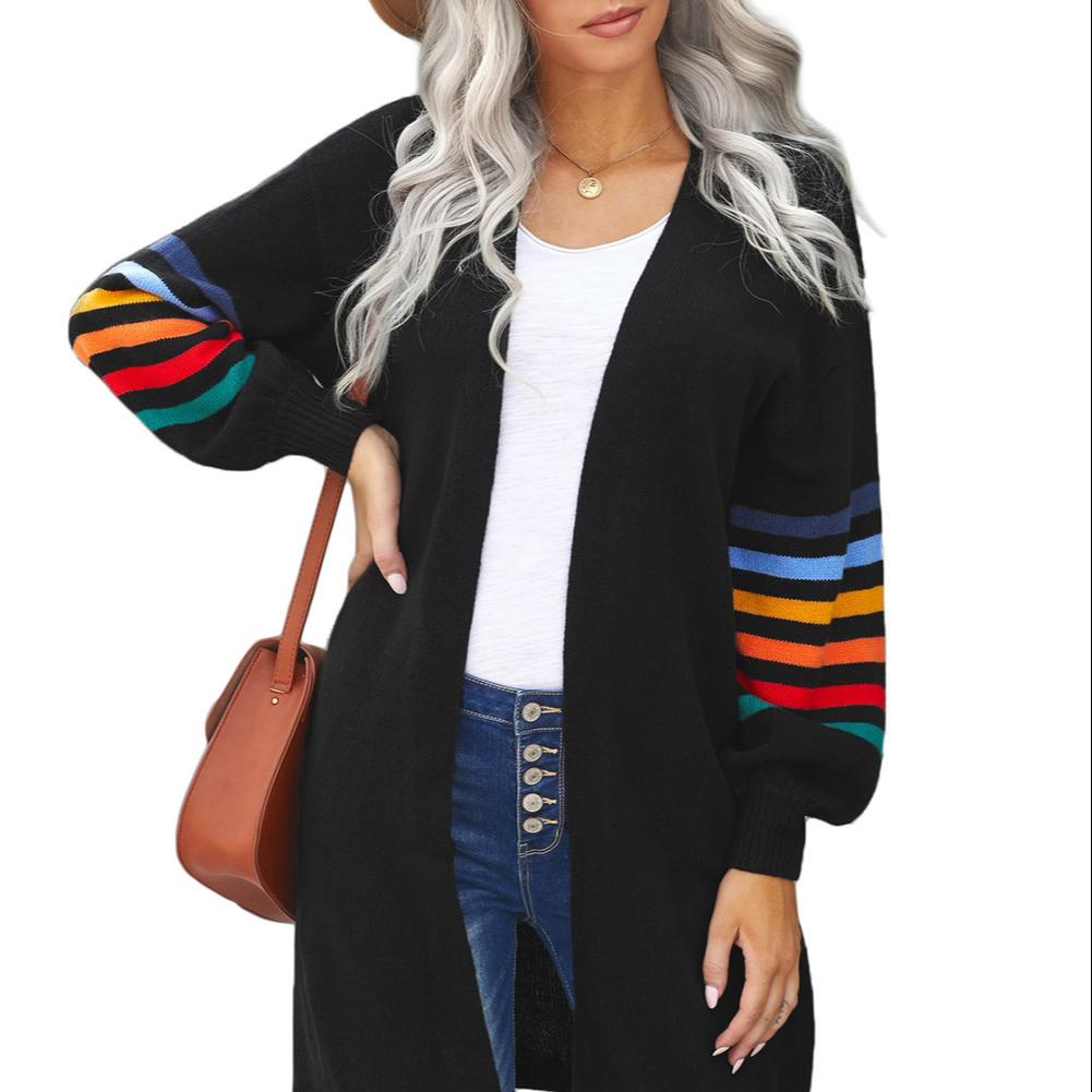 PRETTY STEPS PSCH8013 2021 Winter Women Puff Sleeve Casual Knee Length Sweater Cardigan