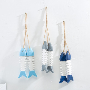 Ornement mural en bois de pin style méditerranéen en forme d'arête de poisson, décoration intérieure, forme irrégulière, lot multi-pièces - Product Image 1