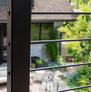 Kit de garde-corps de terrasse moderne en acier inoxydable avec revêtement en poudre noir mat pour villa - Product Image 2