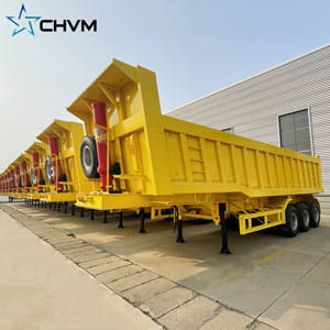 CHVM Semi-remorque à benne arrière hydraulique à 3 essieux de 40 mètres cubes, semi-remorque en acier avec remorques à basculement latéral - Product Image 6